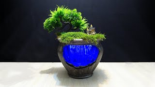 From Broken vase to beautiful tabletop Fountain with LED lights /DIY
