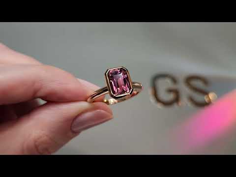 Ring with rubellite tourmaline 2.84 ct in 18K rose gold Video  № 1