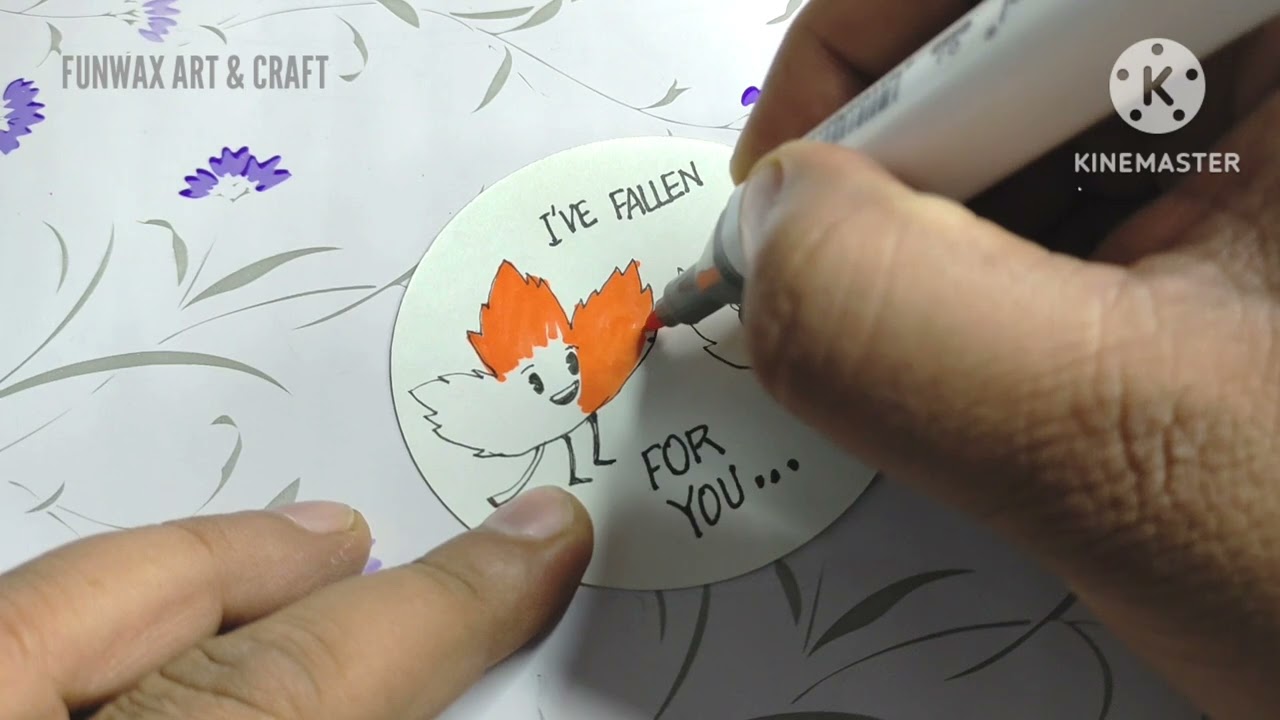 How to make cute Valentine drawing  | Valentine pun making | Adorable Valentine's Day Card DIY