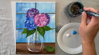 How To Paint Hydrangea Mason Jar With Window Background Acrylics On Canvas