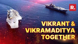 The most majestic video of India's Naval might: INS Vikrant \& INS Vikramaditya together