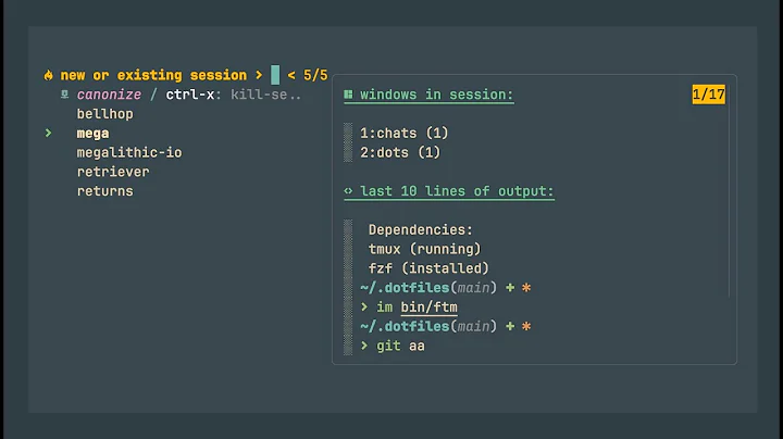 Tmux session management with FZF and a fancy previ...