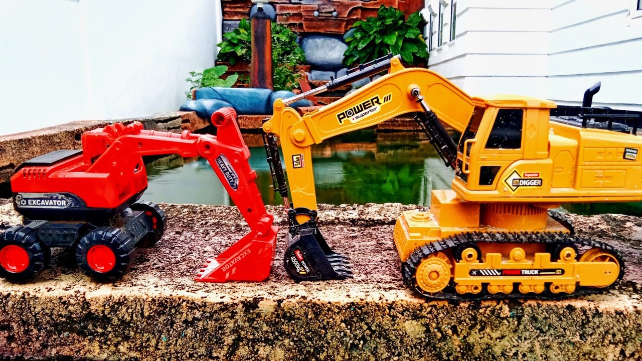 Mencari Dan Menemukan mainan, Excavator Besar, Mobil Pemadam, Sapi, Kerbau, Mobil Towing, Mobil Jeep