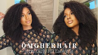 BIG BOLD NATURAL GLAM | Fluffy Jerry Curly Lace wig | OMGHERHAIR