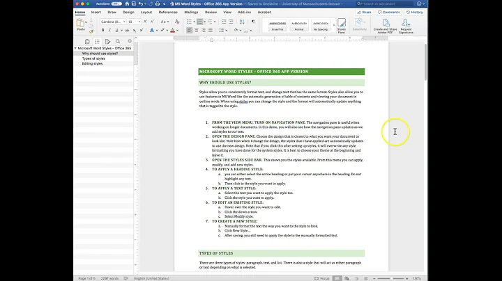 Applying, Editing, and Adding styles in MS Word 365 on Mac