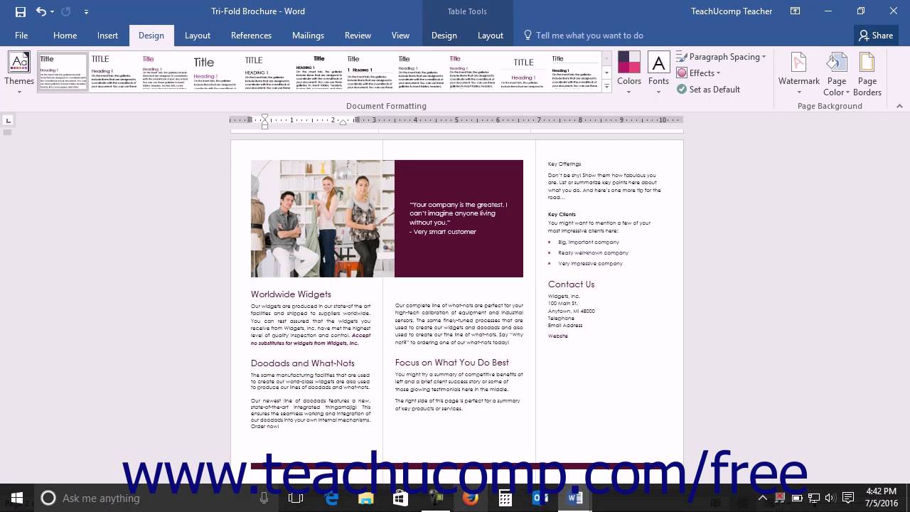 how to apply centered style set in word