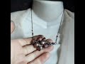 Copper Floral Necklace, Handmade Flower Pendant, Artisan Garnet Apatite Jewelry