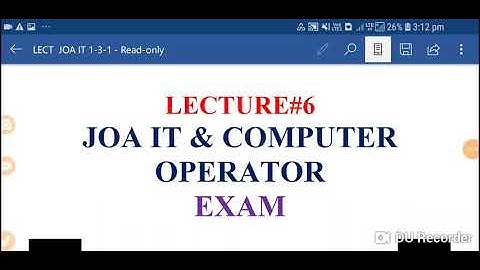 JOA IT LECT# 6 COMPUTER OPERATOR CLERK H.P EXAM RELATED mcq lecture series Computer operator tgt