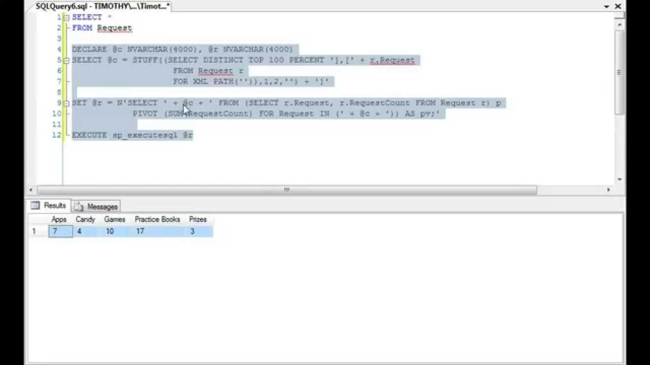 TSQL: How To Build A Dynamic Pivot Table - YouTube