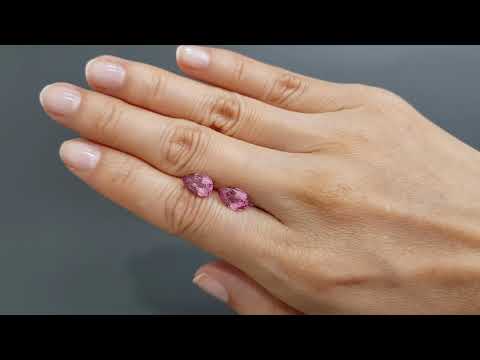 Pair of pink spinels from Tajikistan in pear cut 3.68 carats Video  № 3
