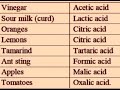 example of organic acid and their their source