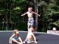 Triple fun on the trampoline