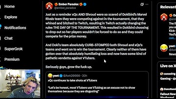 VTuber Fan makes a 50k liked Hate Thread on xQc