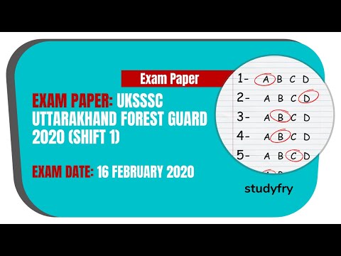 UKSSSC Uttarakhand Forest Guard exam paper 16 February 2020 Shift 1 | Studyfry - video from Studyfry