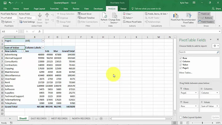 Create an Excel PivotTable Based on Multiple Worksheets