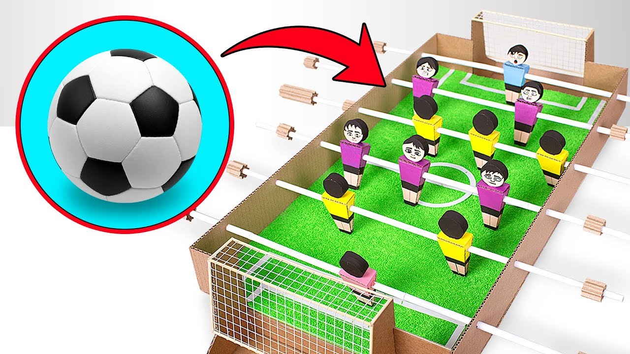 段ボールでdiyテーブルサッカーを作って 家で試合しよう Youtube