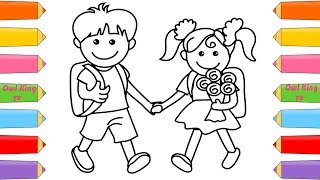 drawing boy draw children coloring pages drawings colors paintingvalley
