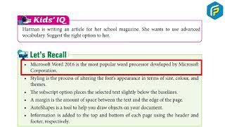 Franklin Computer Class 5 - Chapter - 3 Advance Features of MS Word