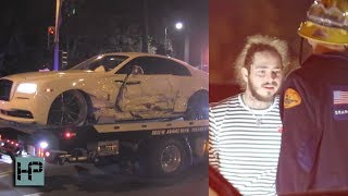 Post Malone Gets In a Nasty Car Crash - Totals Rolls Royce - Says God Must Hate Him