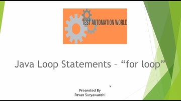 for loop in java | Test Automation World