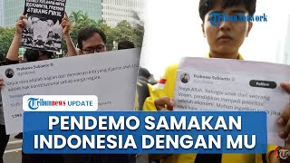 Massa Aksi Indonesia Gelap Bawa Spanduk Cuitan Prabowo Boleh Demo, Samakan Indonesia dengan MU