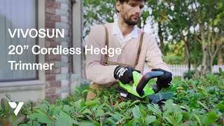 VIVOSUN 20'' Cordless Hedge Trimmer, 20V Electric Bush Trimmer