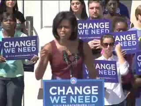 Michelle Obama and Jill Biden spoke together in Tallahassee Florida on September 27, 2008.