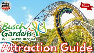 Busch Gardens Williamsburg ATTRACTION GUIDE  All Rides + Shows  2023  Virginia, USA