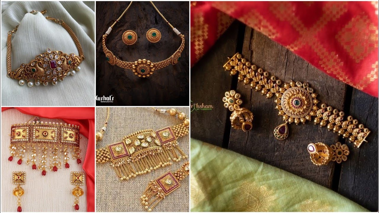 Gold choker necklace design ideas 