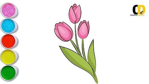 Easy Tulips Drawing For Beginners || Flower Drawing Family Kids Cartoon Drawing for kids