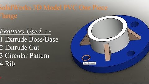 SolidWorks 3D Model, Extrude boss base, Extrude Cut, Circular Pattern and Rib.PVC Flange.