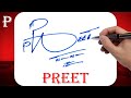 Preet name signature style  p signature style  signature style of my name preet