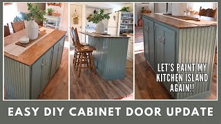 Easy DIY update on my kitchen cabinets | Painting my island AGAIN | Sherwin Williams Dried Thyme