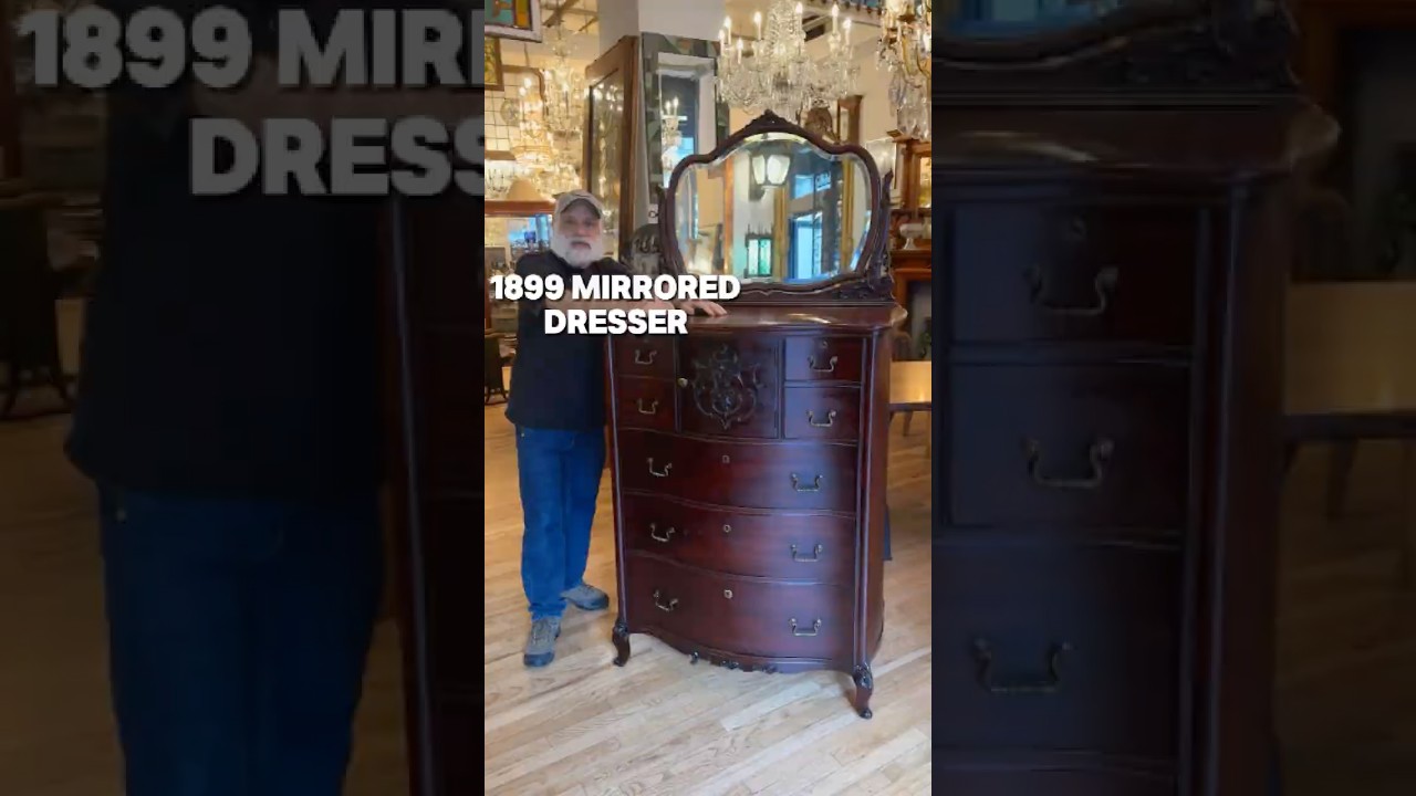Mirrored Dresser from 1899! #antiques #woodworking #antiquestore