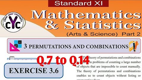 Exercise 3.6 (Q.7 to Q.14) | Permutations and combination | Chapter 3 | Class 11 | maths part 2