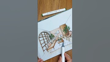 livingroom Interior Design Sketch  Marker rendering 💚🤎 #interiorsketch #interiordesign #architecture
