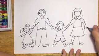 Hướng dẫn Cách vẽ gia đình 5 người độc đáo và ấn tượng