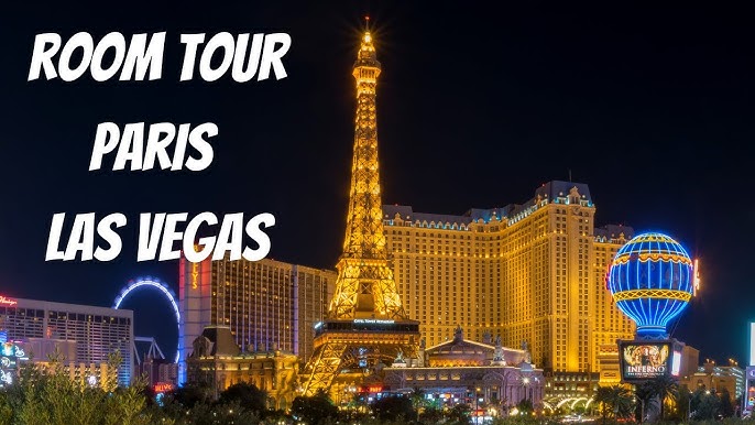 Room Tour! Paris Hotel in Las Vegas, Burgundy Double Queen Bed with Eiffel  Tower View 