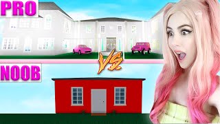 REACTING TO MY FIRST BLOXBURG MANSION EVER vs MY BEST BLOXBURG MANSION! NOOB vs PRO! Bloxburg