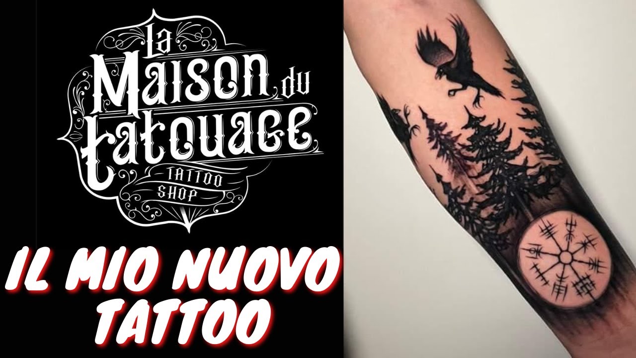 NUOVO TATUAGGIO STILE NORRENO - VIKINGO VEGVISIR ODINO CORVI LA MAISON