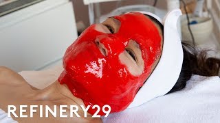 I Made My Mom Get This Crazy Red Facial | Beauty With Mi | Refinery29
