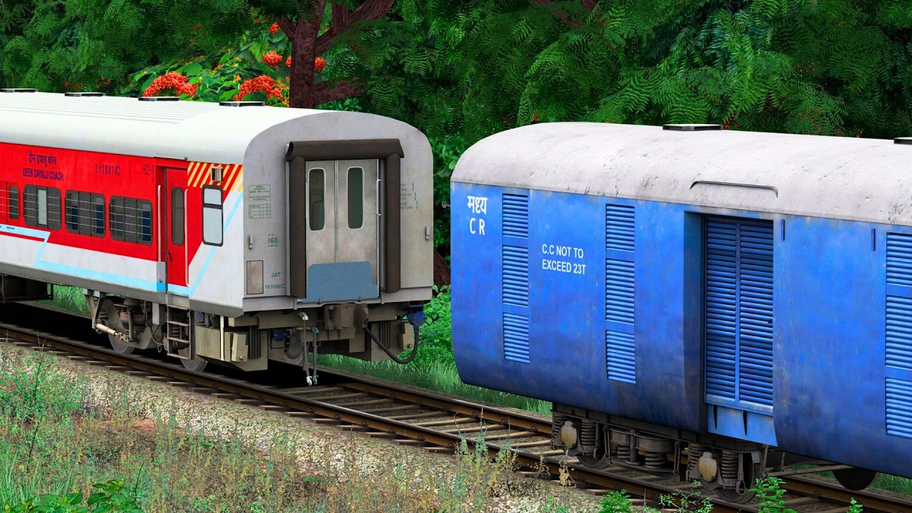 LHB RED COUPLING ICF BLUE PARCEL TRAIN | BUMPY RAILROAD | RAILWORK | INDIAN TRAIN SIMULATOR GAMEPLAY