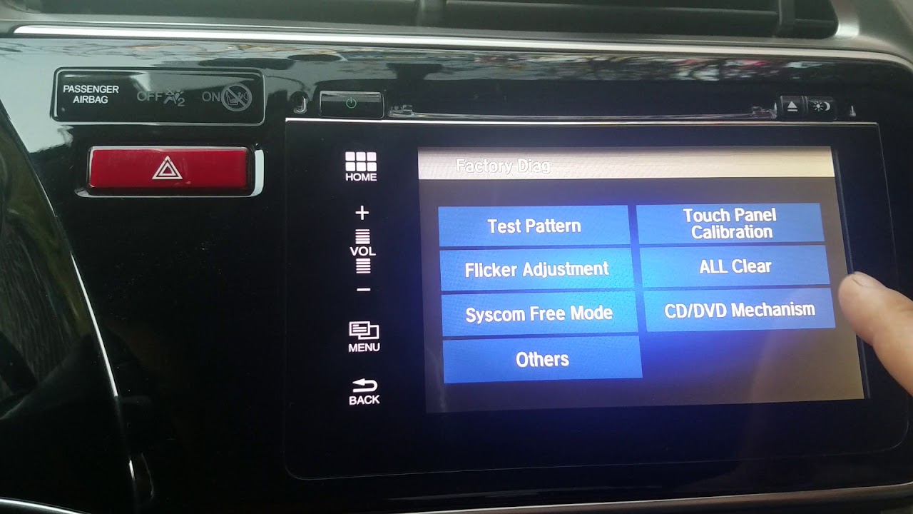 Nuevo menú oculto y borrado de fábrica pantalla de honda City y HRV