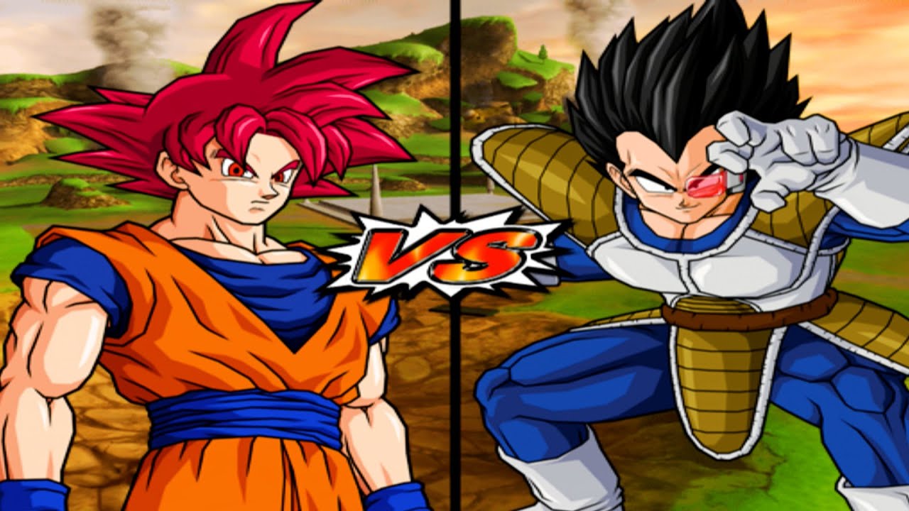 GOKU (SUPER SAIYAN GOD) VS VEGETA (SCOUTER) DBS Broly Armor Dragon Ball ...