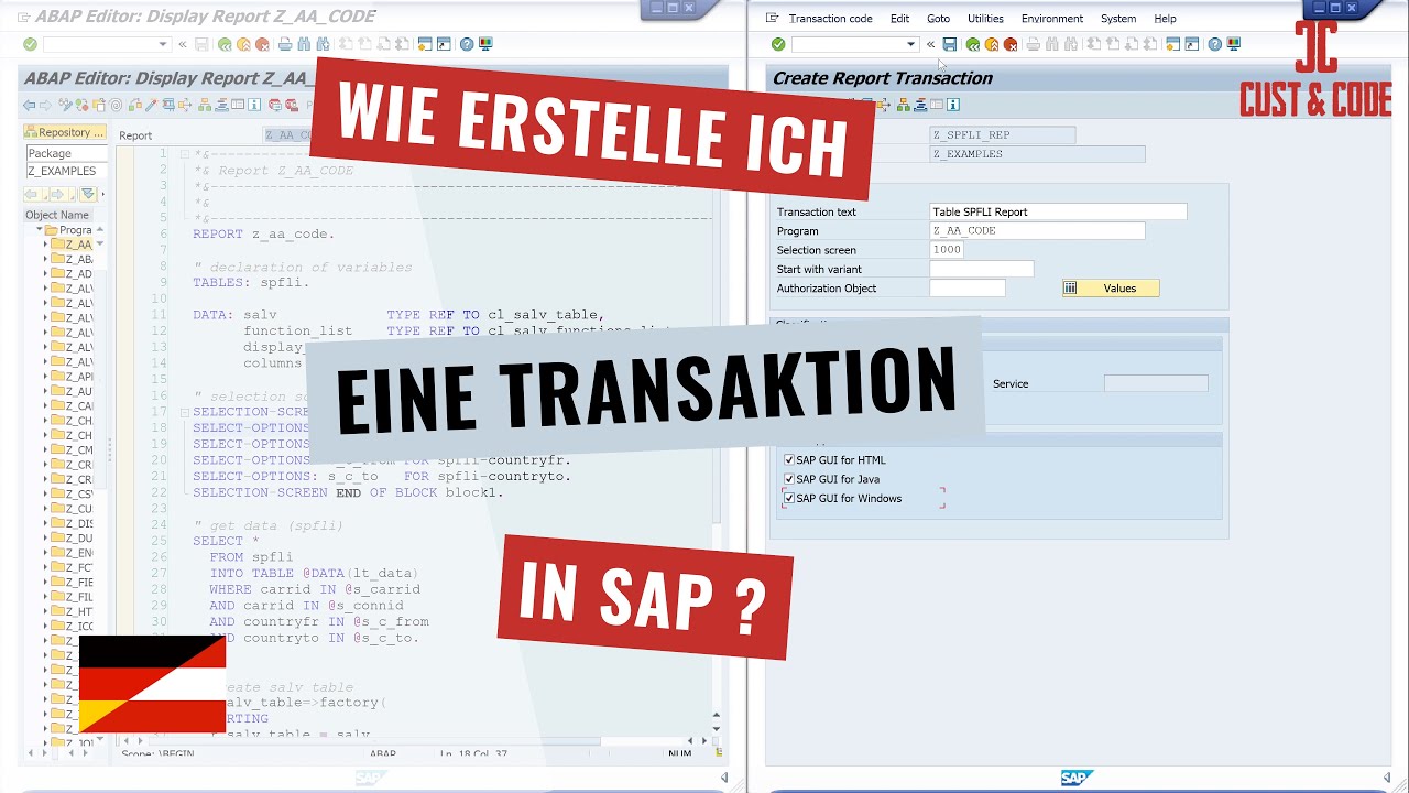 Wie erstelle ich eine Transaktion in SAP? [deutsch] YouTube