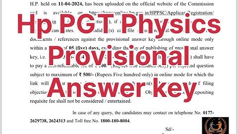 Hp PGT Physics  official Provisional  Answer key | 11 April Exams | #Hppsc
