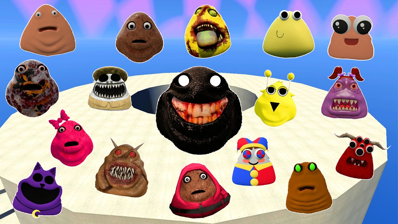 🕳️SPARTAN KICKING POU BOU FAMILY FROM BOU'S REVENGE Of POU and SPRUNKI POU in SKY TOWER Garry's Mod!