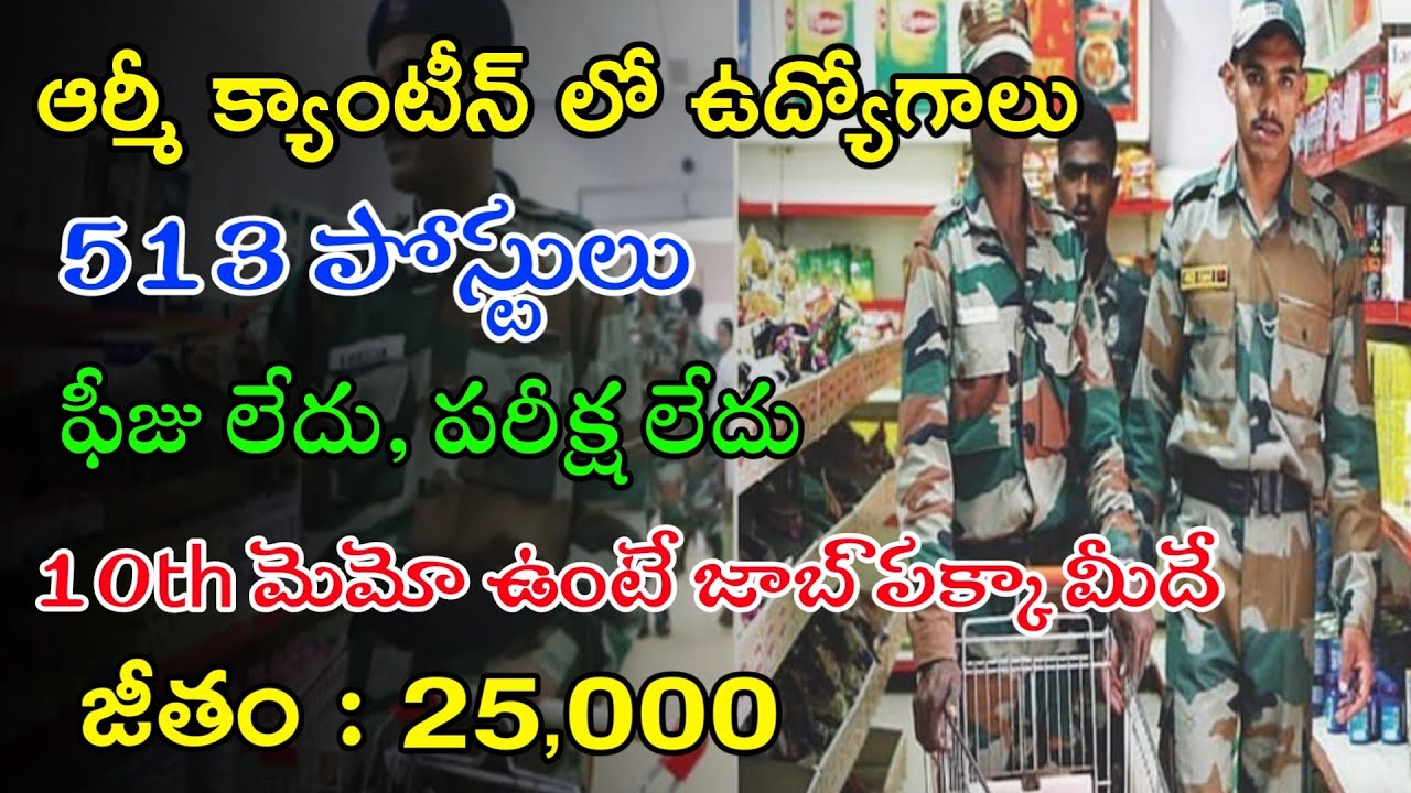 Army Canteen Notification 2022 10th Based Jobs In Telugu Job