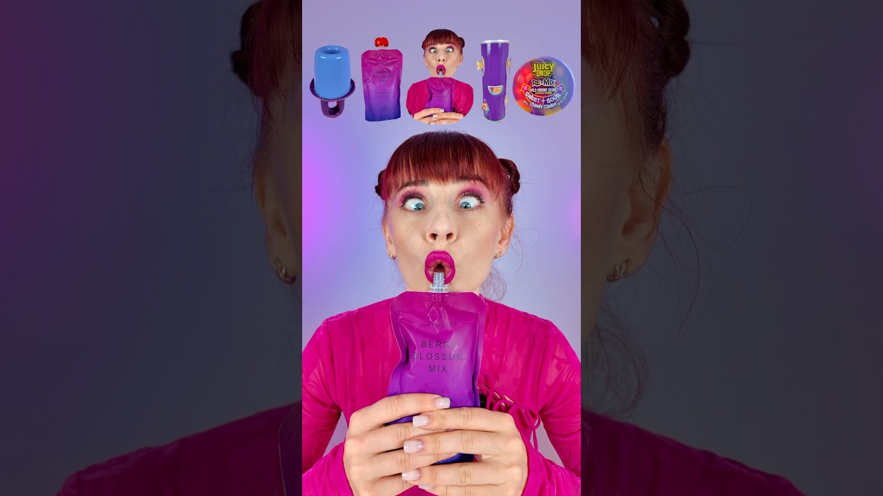 Purple Candy Eating ASMR Jelly Ice Cream, Jam #asmr