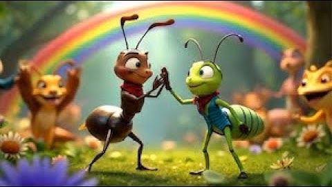 The Ant and the Grasshopper - Work First, Play Later | Moral story for kids | Nursery Rhyme 🐜🎻